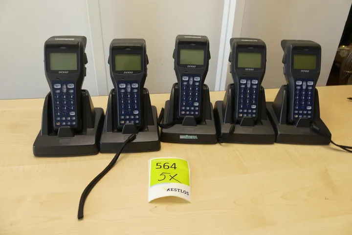 5x Denso Handheld-Scanner mit Ladestation Umfang: nur der Inhalt, ohne Kiste